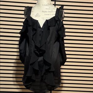 Hot in Hollywood Black Ruffle Blouse